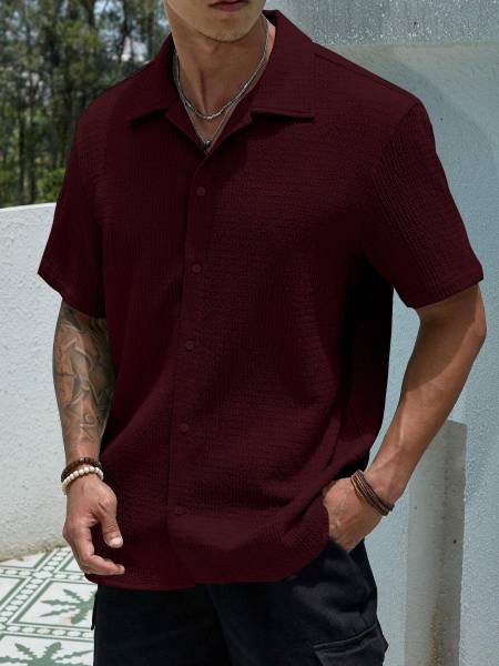DVILLA Men Printed Casual Maroon Shirt