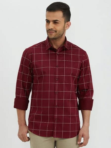 INDIAN TERRAIN Men Checkered Casual Red Shirt Price History