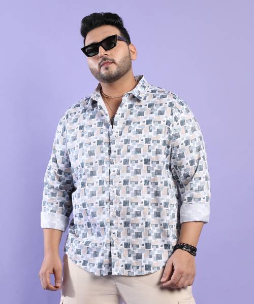 Instafab Plus Men Printed Casual Blue Shirt