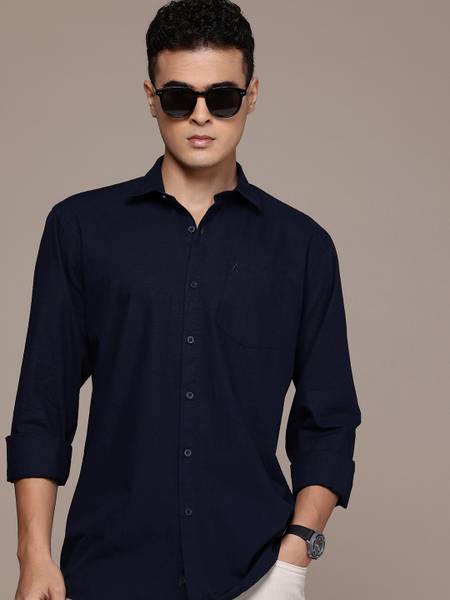 BS BLUE SQUAD Men Solid Casual Blue Shirt