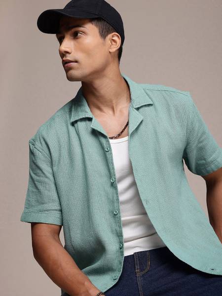 Roadster Men Solid Casual Blue Shirt