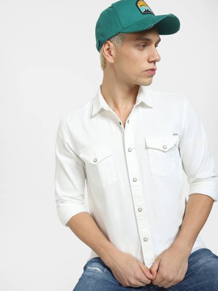 JACK & JONES Men Solid Casual White Shirt