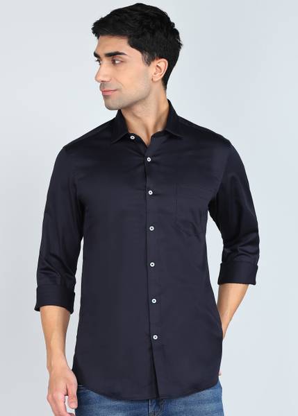 INTEGRITI Men Solid Casual Dark Blue Shirt