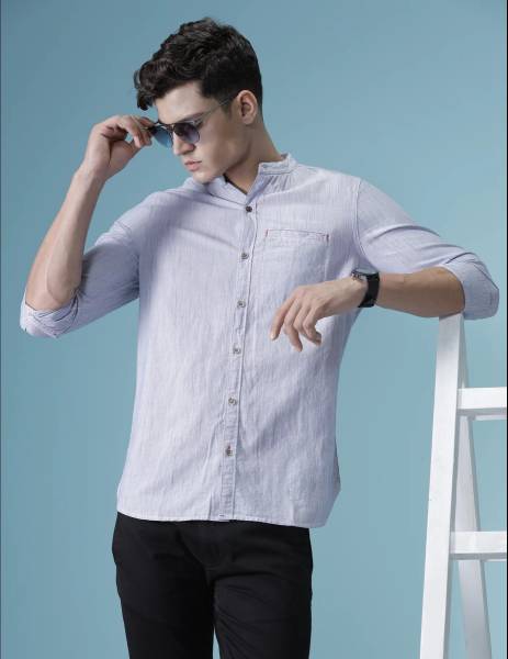 WROGN Men Solid Casual Blue Shirt