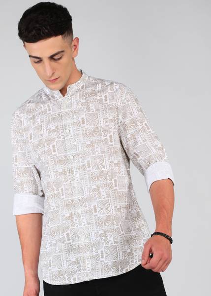 FLYING MACHINE Men Printed Casual White Shirt
