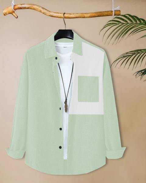METRONAUT Men Self Design Casual Green Shirt