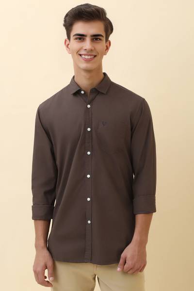 Allen Solly Men Solid Casual Brown Shirt