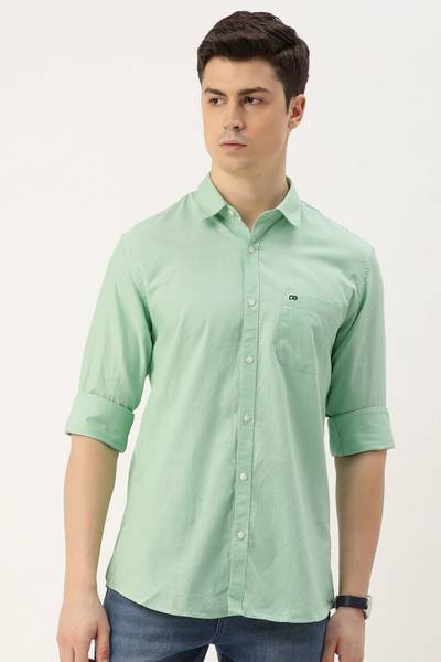 PETER ENGLAND Men Solid Casual Green Shirt