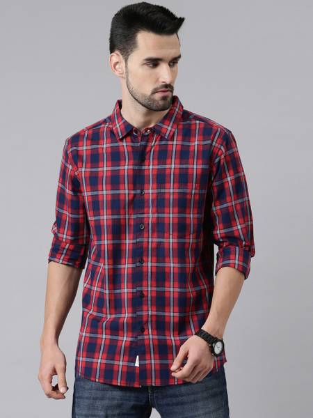 METRONAUT by Flipkart Men Checkered Casual Red, Blue Shirt