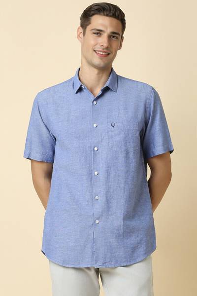 Allen Solly Men Self Design Casual Blue Shirt