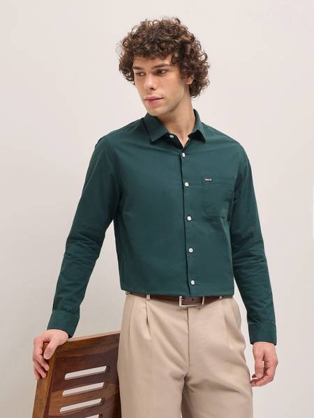 THE BEAR HOUSE Men Solid Formal Green Shirt