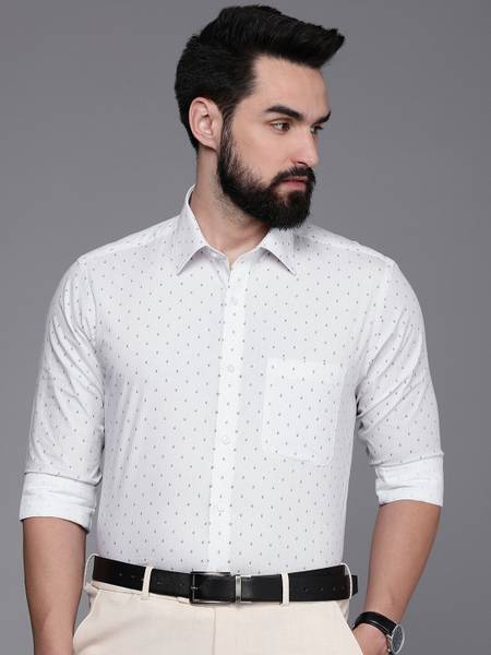 Raymond Men Printed Formal White Shirt