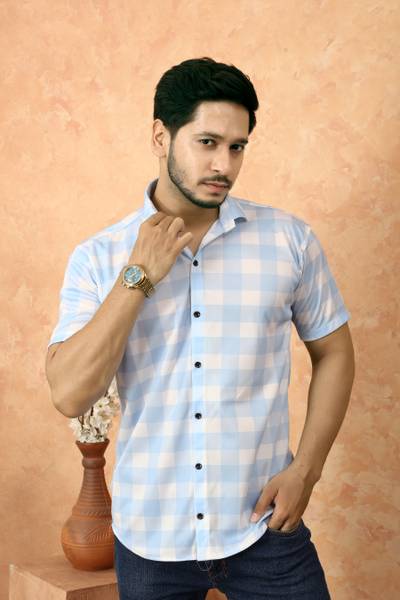 GresoCloth Men Printed Casual Blue Shirt