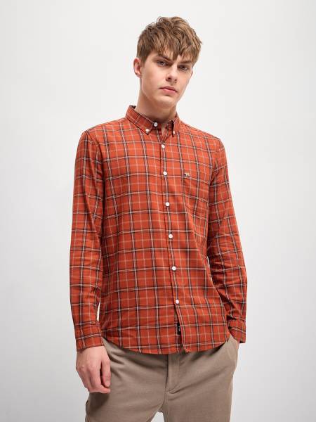 THE BEAR HOUSE Men Checkered Casual Green Shirt