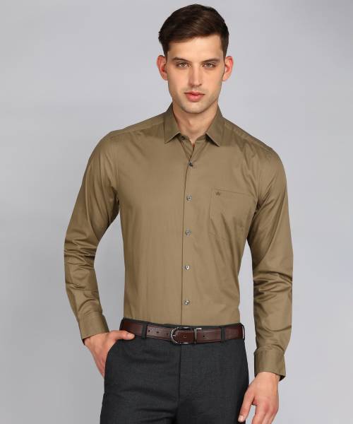 ARROW Men Solid Formal Brown Shirt