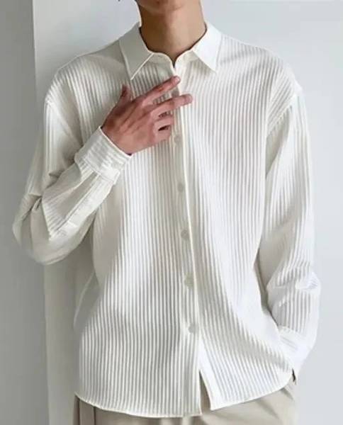 Solbiza Men Self Design Casual White Shirt