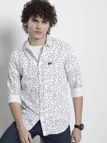 The Indian Garage Co. Men Printed Casual White Shirt