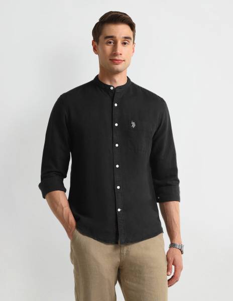 U.S. POLO ASSN. Men Solid Casual Black Shirt