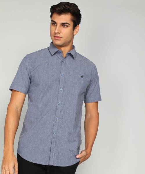 Kenneth Cole Men Solid Casual Blue Shirt