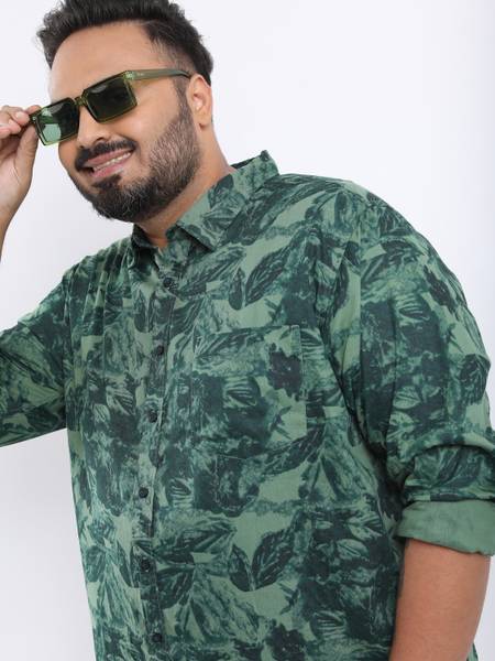 HIGHLANDER Men Printed Casual Green Shirt