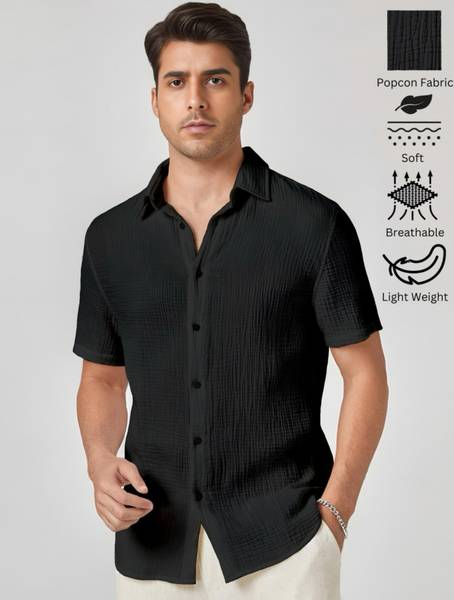 METRONAUT Men Self Design Casual Black Shirt