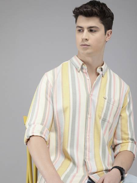 THE BEAR HOUSE Men Striped Casual Multicolor Shirt