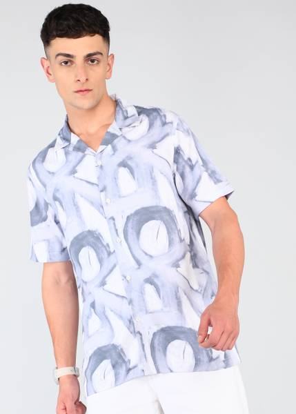 FLYING MACHINE Men Printed Casual Blue Shirt