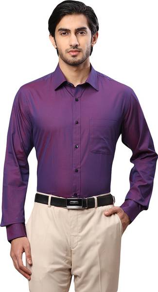 Raymond Men Solid Formal Purple Shirt
