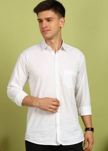 FUBAR Men Solid Formal White Shirt