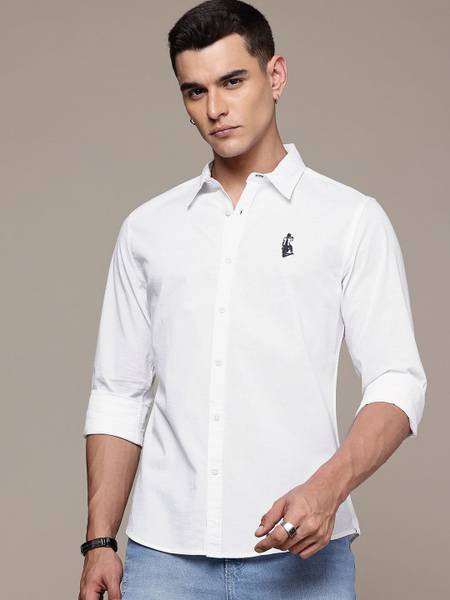 Roadster Men Solid Casual White Shirt