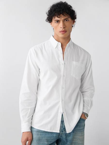 The Souled Store Men Solid Casual White Shirt
