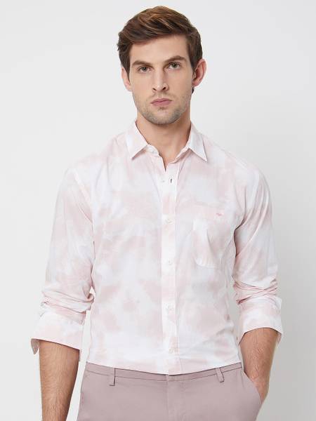 MUFTI Men Printed Casual Pink Shirt