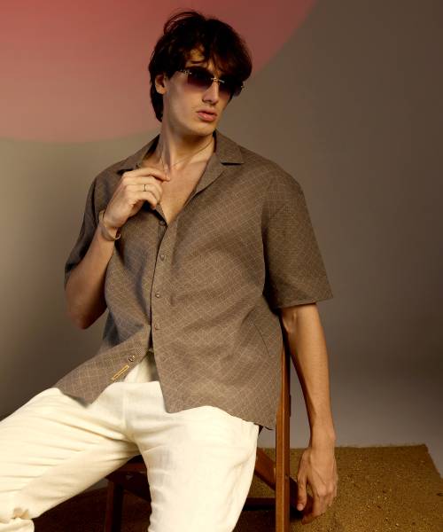 CAMPUS SUTRA Men Self Design Casual Brown Shirt