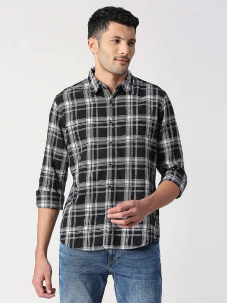 Pepe Jeans Men Checkered Casual Black Shirt