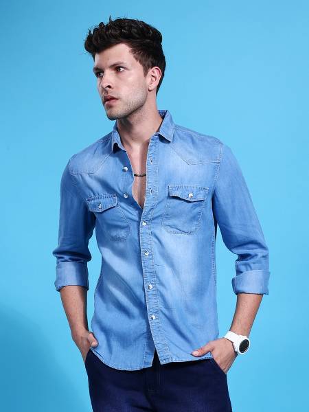 The Indian Garage Co. Men Printed Casual Blue Shirt