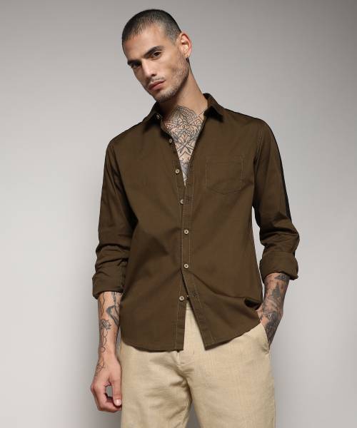 CAMPUS SUTRA Men Solid Casual Green Shirt