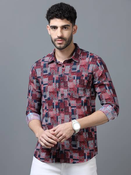 PRINTOUT Men Checkered Casual Maroon Shirt