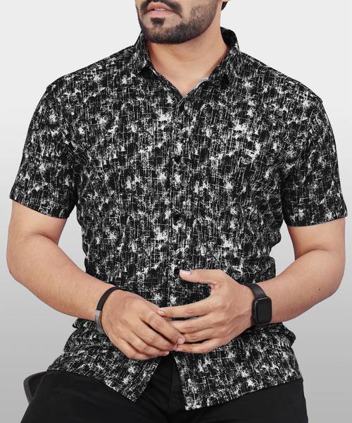 VeBNoR Men Printed Casual Black Shirt Price History