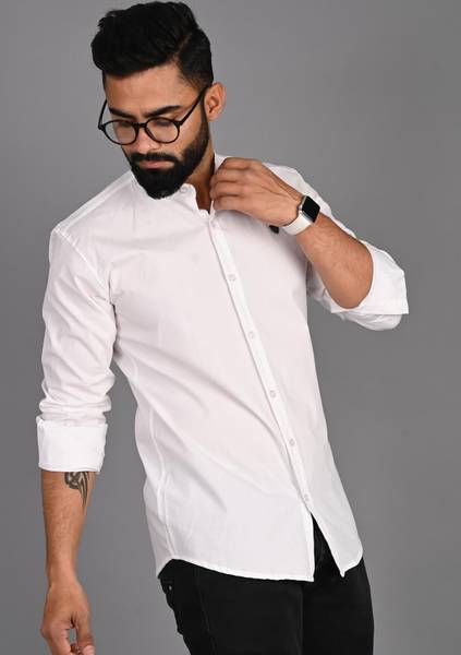 FUBAR Men Solid Casual White Shirt