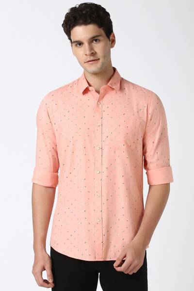 PETER ENGLAND Men Printed Casual Pink Shirt