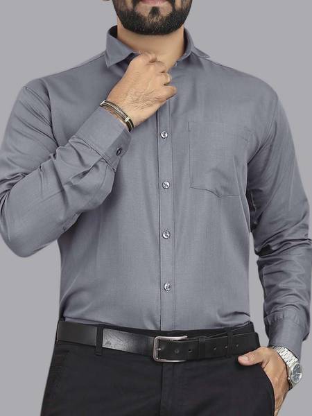 METRONAUT Men Solid Formal Grey Shirt