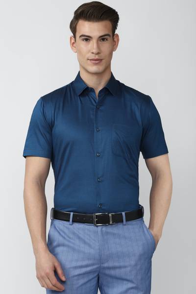PETER ENGLAND Men Solid Formal Blue Shirt