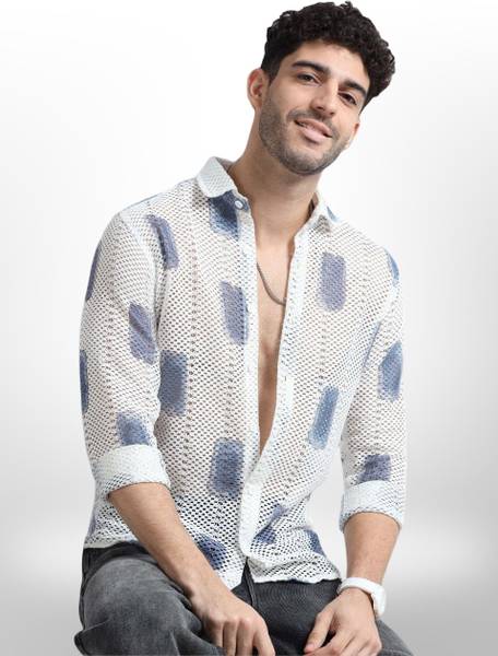 Jeny Trends Men Printed Casual Grey Shirt