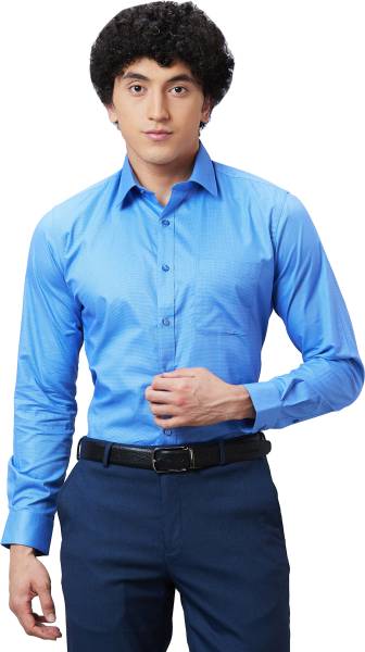 Raymond Men Self Design Formal Dark Blue Shirt