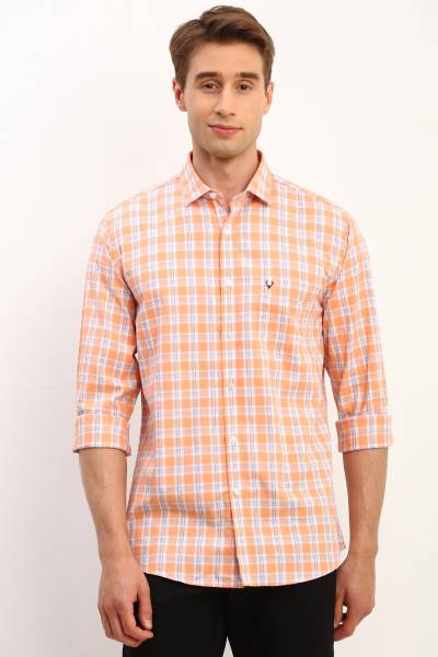 Allen Solly Men Checkered Casual Orange Shirt