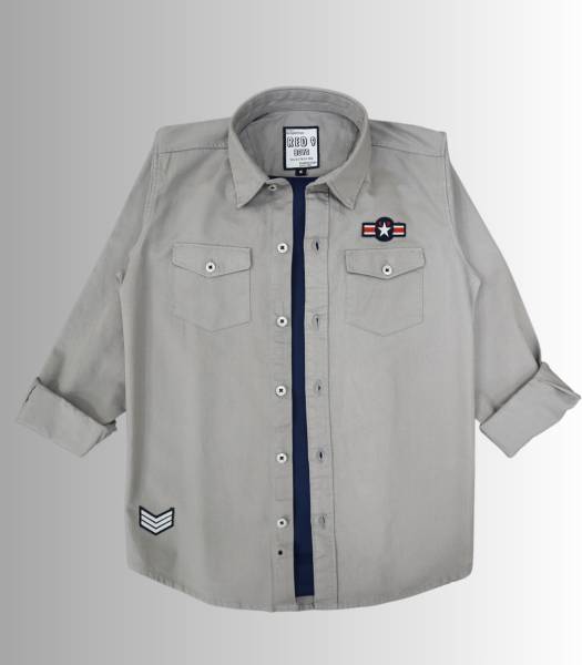 Rs fashions Boys Embroidered Casual Grey Shirt