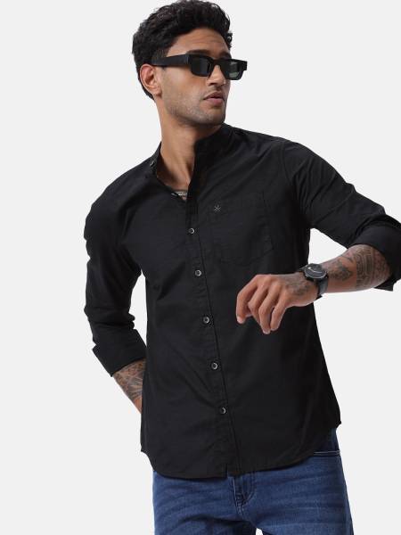 WROGN Men Solid Casual Black Shirt