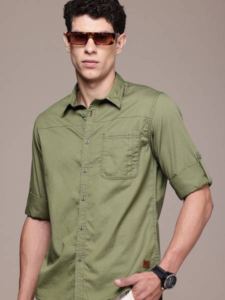 Roadster Men Solid Casual Green Shirt