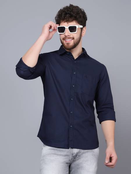 CANTABIL Men Self Design Casual Blue Shirt