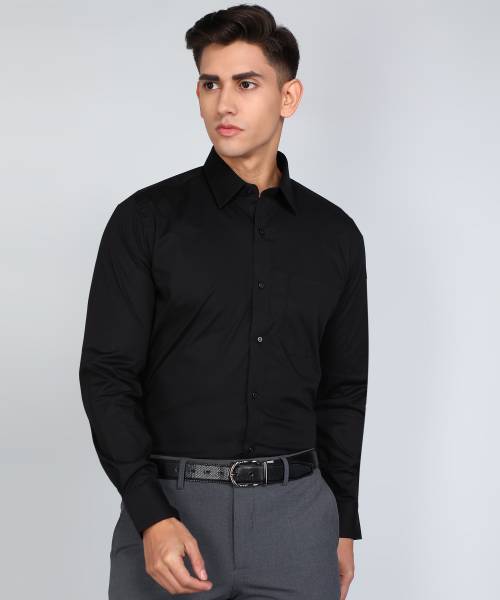 Raymond Men Solid Formal Black Shirt